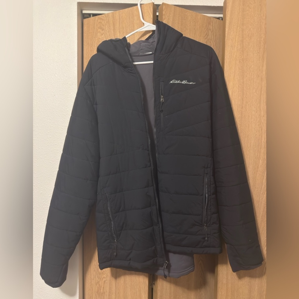 Eddie Bauer Black First Ascent Ignitelite Reversible Hooded Jacket